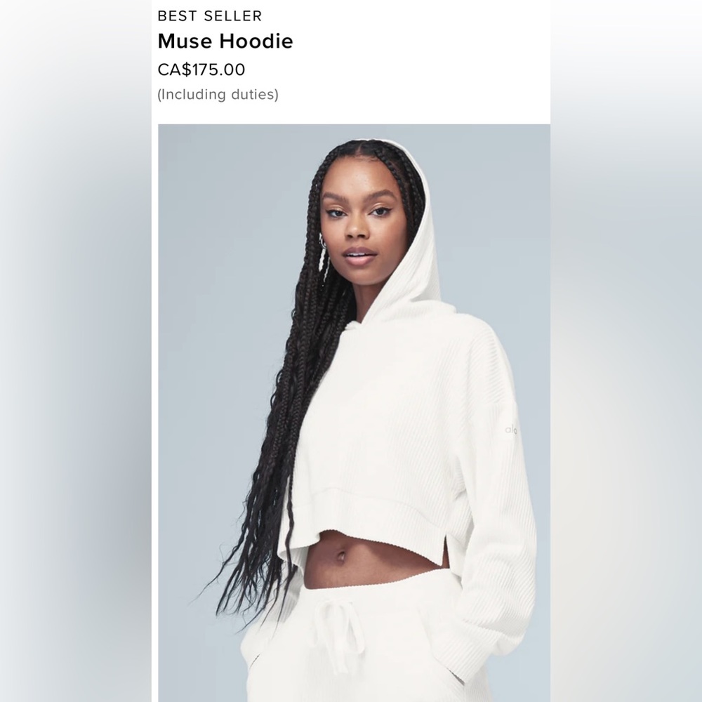 Alo muse cropped hoody. EUC. SZ S.